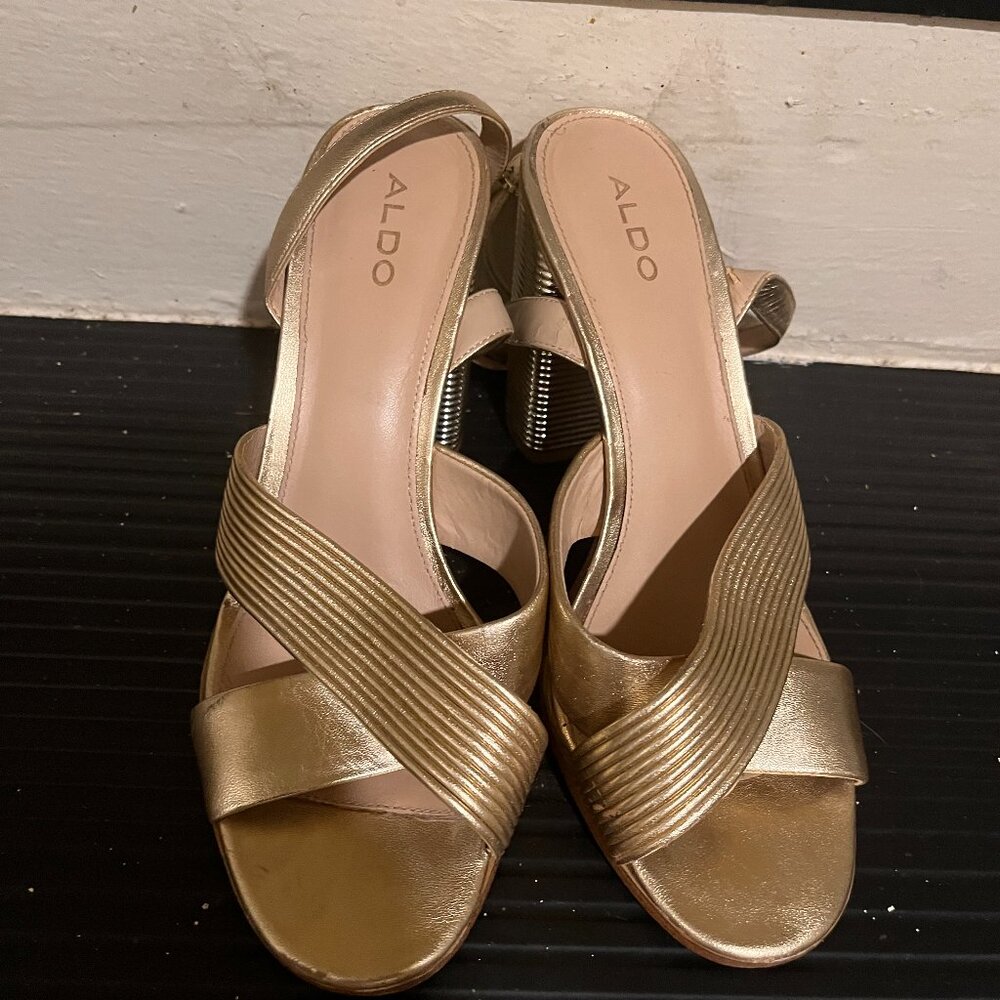 Golden Stacked heels